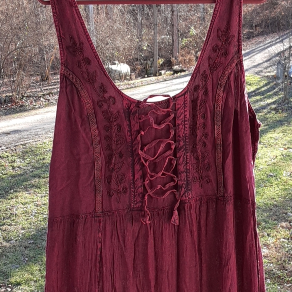 Burgundy lace tank top dress